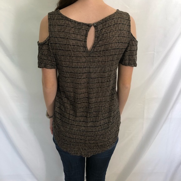 Lucky Brand Cold Shoulder Top Striped Print S - Picture 4 of 5